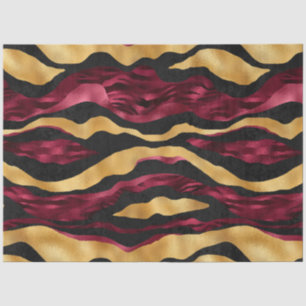 Papel De Seda Diseño de la serie Burgundy y Gold Tiger 2