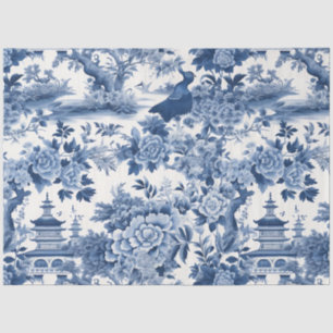 Papel De Seda Diseño de la serie Chinoserie azul y blanco 6