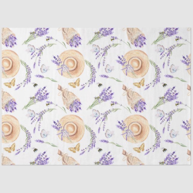 Papel De Seda Diseño de la serie de acuarela de lavanda 4 (Anverso)