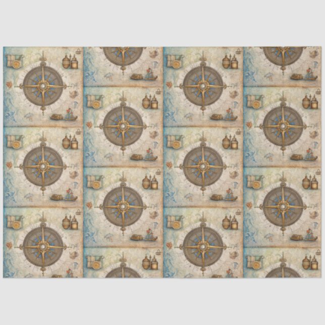 Papel De Seda Diseño de la serie de brújulas náuticas 13 (Anverso)