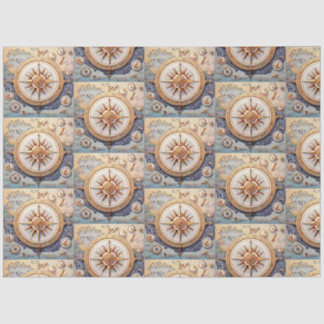 Papel De Seda Diseño de la serie de brújulas náuticas 19 (Anverso)