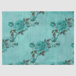 Papel De Seda Diseño de la serie de color turquesa floral Shabby