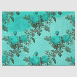 Papel De Seda Diseño de la serie de color turquesa floral Shabby