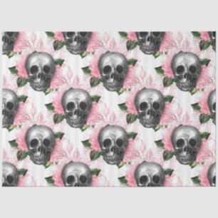 Papel De Seda Diseño de la serie de cráneos florales rosados 6