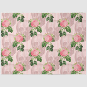 Papel De Seda Diseño de la serie de cráneos florales rosados 9