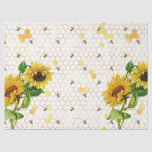 Papel De Seda Diseño de la serie de girasoles y abejas ocho