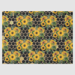 Papel De Seda Diseño de la serie de girasoles y abejas once