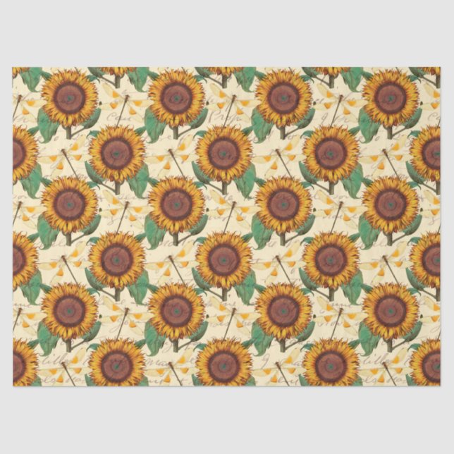 Papel De Seda Diseño de la serie de girasoles y libagonflies 5 (Anverso)