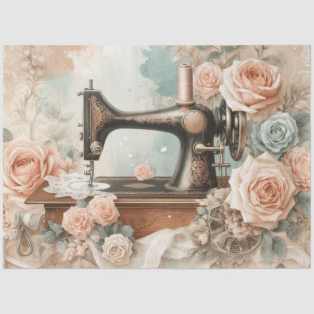 Papel De Seda Diseño de la serie de la máquina de coser floral # (Anverso)