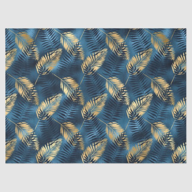 Papel De Seda Diseño de la serie de leopardo azul y dorado 14 (Anverso)