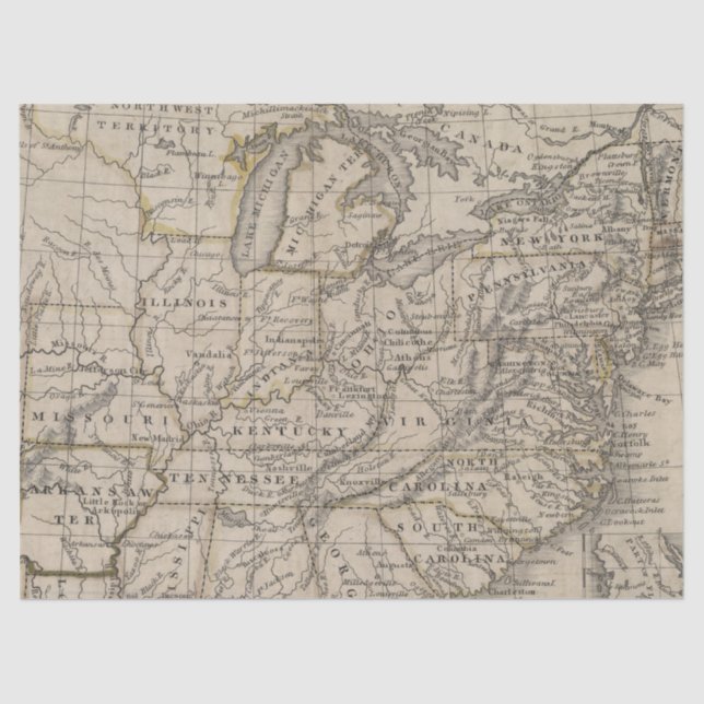 Papel De Seda Diseño de la serie de mapas de época 9 (Anverso)