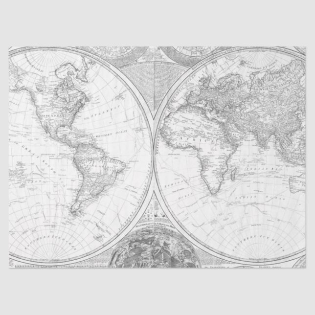 Papel De Seda Diseño de la serie de mapas digitales en blanco y  (Anverso)