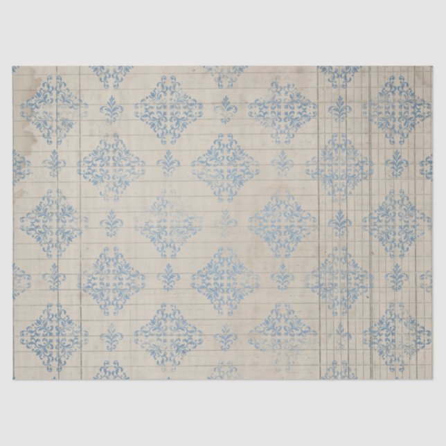 Papel De Seda Diseño de la serie Ephemera Blue Paper 8 (Anverso)