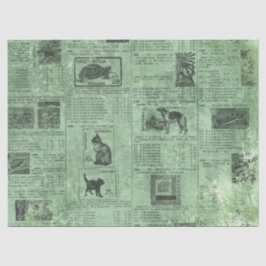 Papel De Seda Diseño de la serie Ephemera Green Paper 14