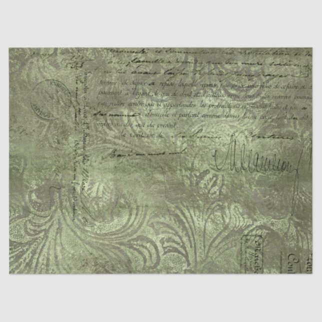 Papel De Seda Diseño de la serie Ephemera Green Paper 16 (Anverso)
