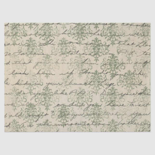 Papel De Seda Diseño de la serie Ephemera Green Paper 24 (Anverso)