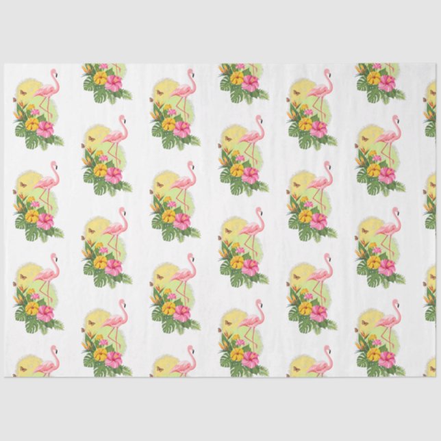 Papel De Seda Diseño de la serie Flamingo tropical 11 (Anverso)