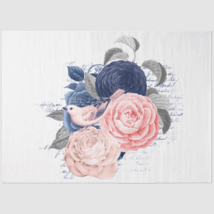 Papel De Seda Diseño de la serie Floral de Rubor y Marina 9