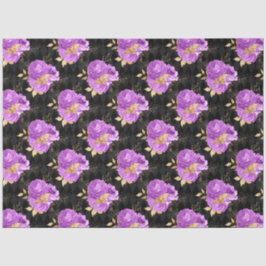 Papel De Seda Diseño de la serie floral morada y dorada 16