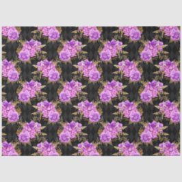 Papel De Seda Diseño de la serie floral morada y dorada 17