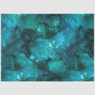 Papel De Seda Diseño de la serie Galaxia Verde Azulada 6
