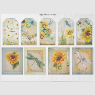 Papel De Seda Diseño de la serie Girasol y Libélula 11