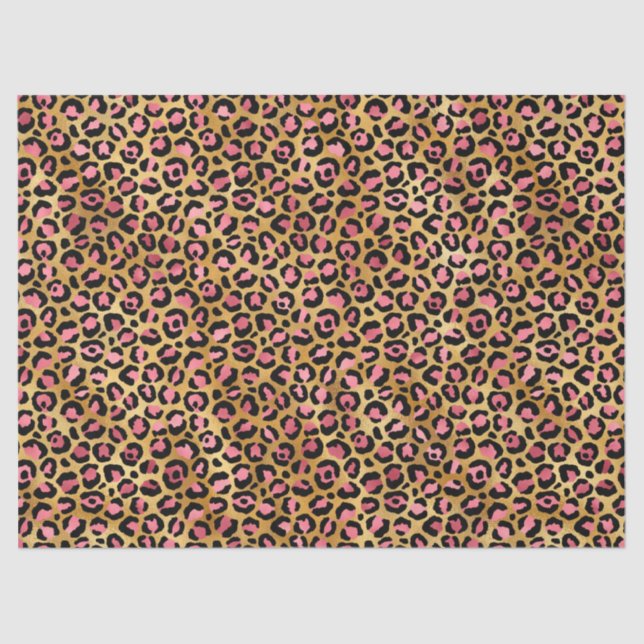 Papel De Seda Diseño de la serie Leopard rosa y dorado 13 (Anverso)