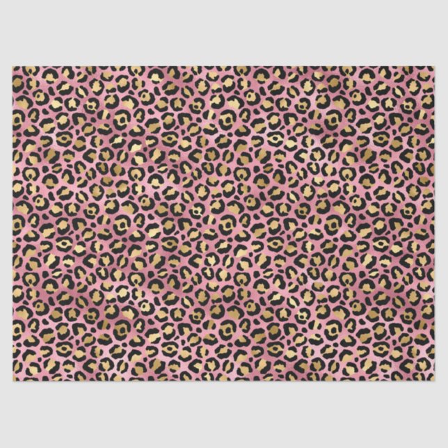 Papel De Seda Diseño de la serie Leopard rosa y dorado 15 (Anverso)