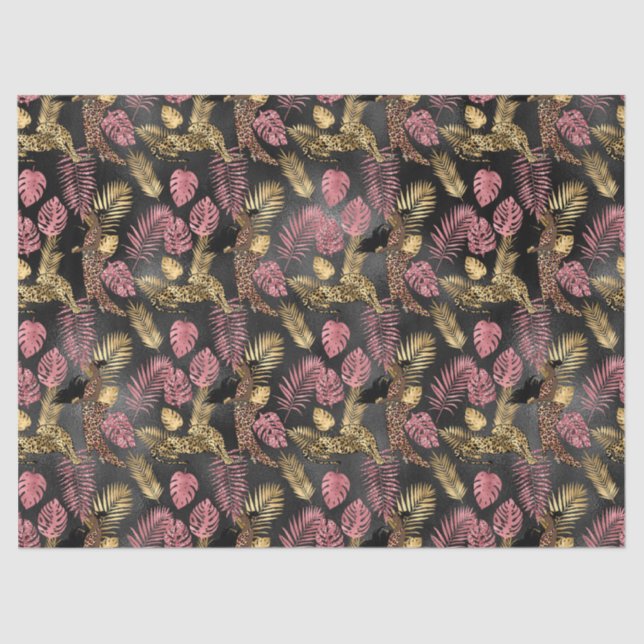 Papel De Seda Diseño de la serie Leopardo rosa y dorado 6 (Anverso)