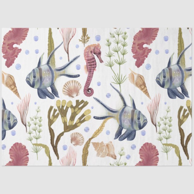 Papel De Seda Diseño de la serie Marine Life 21 Tissue Paper (Anverso)