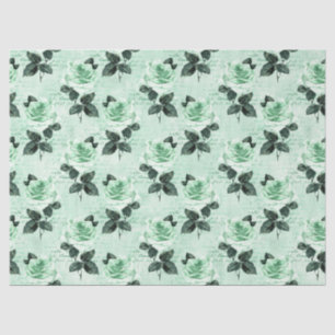 Papel De Seda Diseño de la serie Menta Floral Destartalada 6