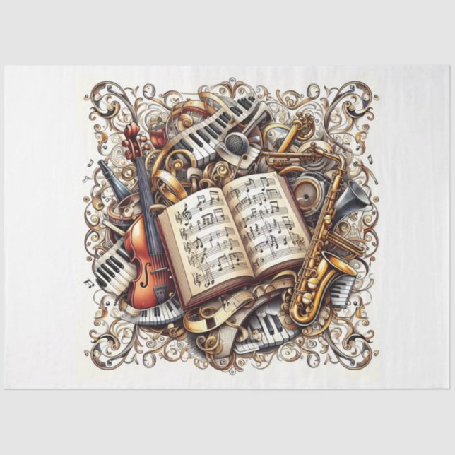 Papel De Seda Diseño de la serie Music Notes 12 (Anverso)