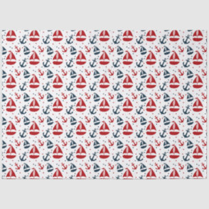 Papel De Seda Diseño de la serie náutica roja y marina 1