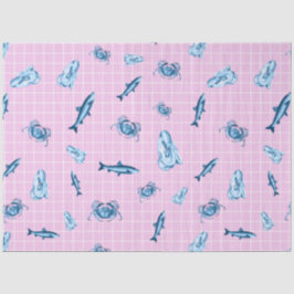 Papel De Seda Diseño de la serie náutica rosa y azul 12