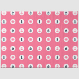 Papel De Seda Diseño de la serie náutica rosa y naval 15
