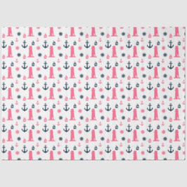 Papel De Seda Diseño de la serie náutica rosa y naval 3
