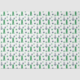 Papel De Seda Diseño de la Serie Náutica Verde y Azul Marino 7