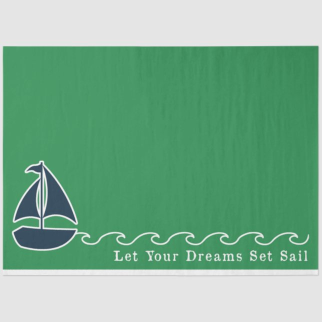 Papel De Seda Diseño de la serie náutica verde y naval 8 (Anverso)