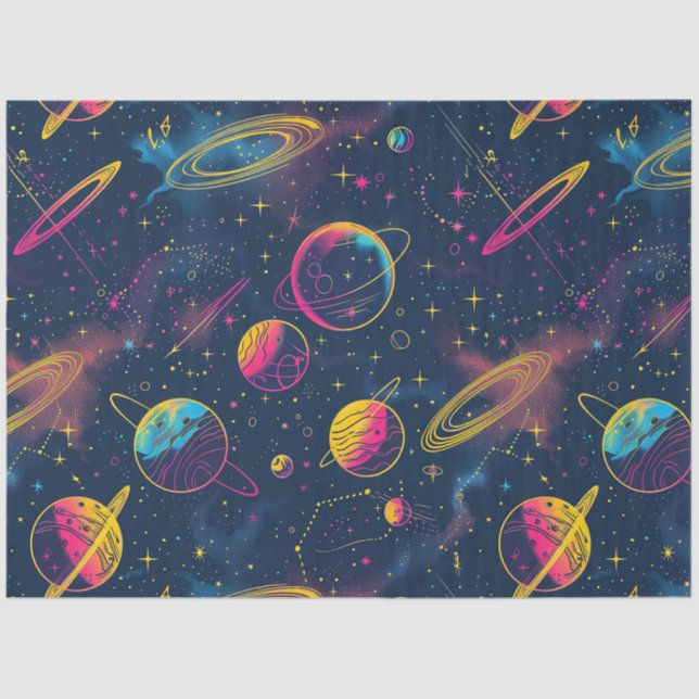 Papel De Seda Diseño de la serie Neon Cosmos 10 (Anverso)