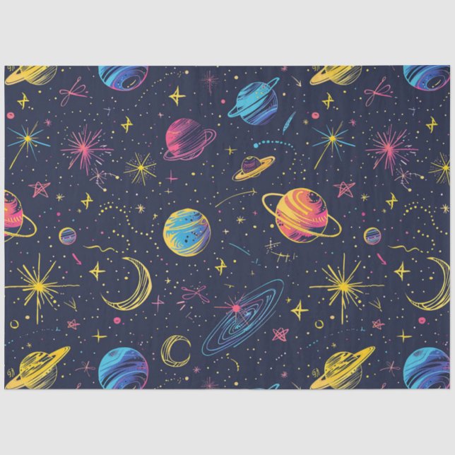 Papel De Seda Diseño de la serie Neon Cosmos 2 (Anverso)