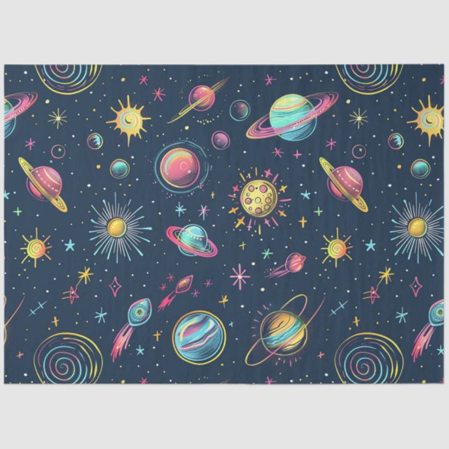 Papel De Seda Diseño de la serie Neon Cosmos 4 (Anverso)