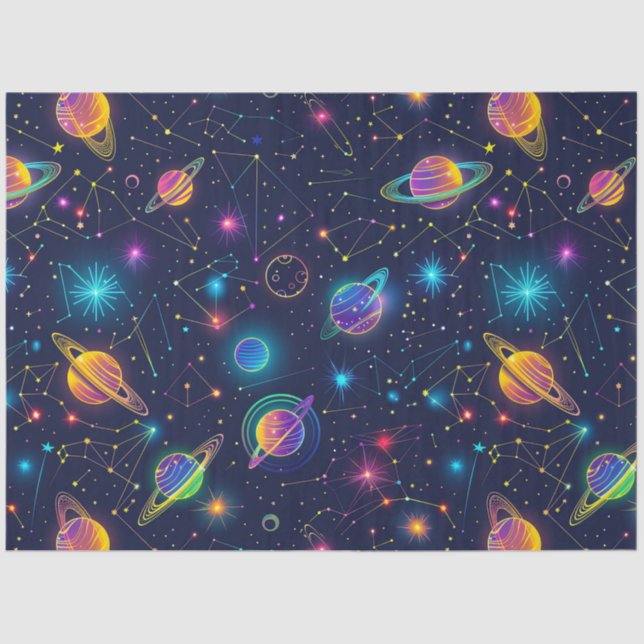 Papel De Seda Diseño de la serie Neon Cosmos 5 (Anverso)