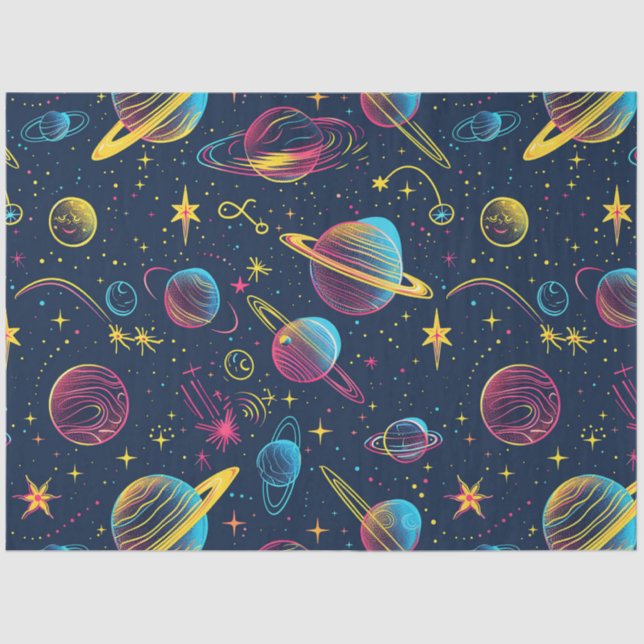 Papel De Seda Diseño de la serie Neon Cosmos 7 (Anverso)