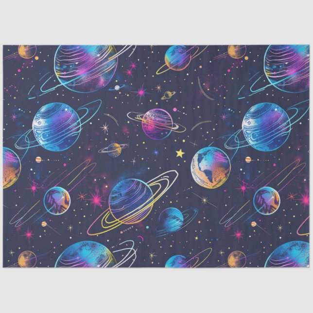 Papel De Seda Diseño de la serie Neon Cosmos 9 (Anverso)