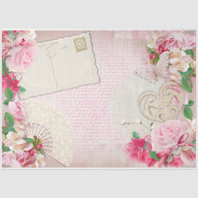 Papel De Seda Diseño de la serie Rosa romántica 12 (Anverso)