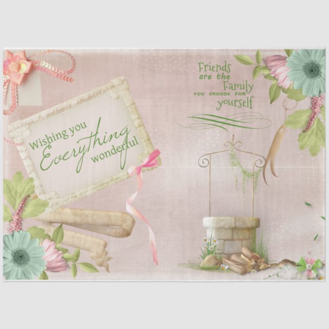 Papel De Seda Diseño de la serie Rosa romántica 15 (Anverso)