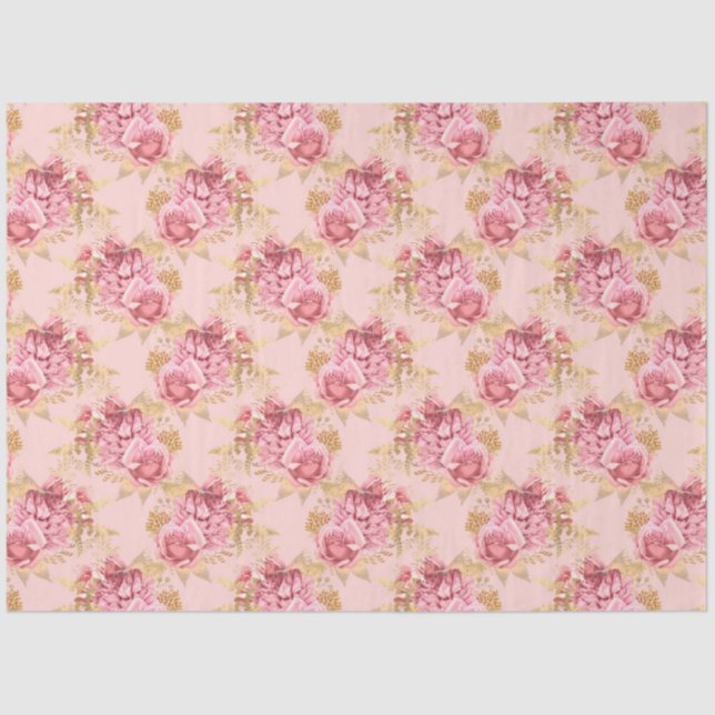 Papel De Seda Diseño de la serie rosa y dorada 3 (Anverso)
