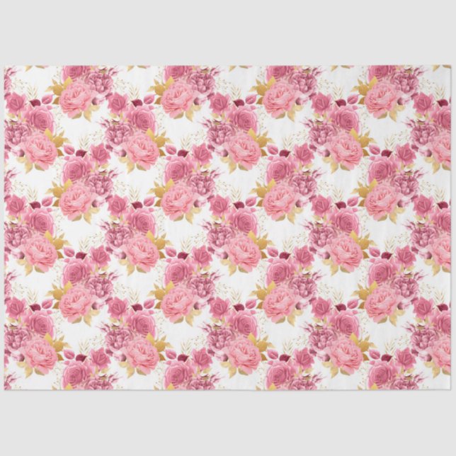 Papel De Seda Diseño de la serie rosa y dorada 5 (Anverso)