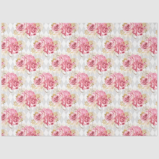 Papel De Seda Diseño de la serie rosa y dorada 7 (Anverso)