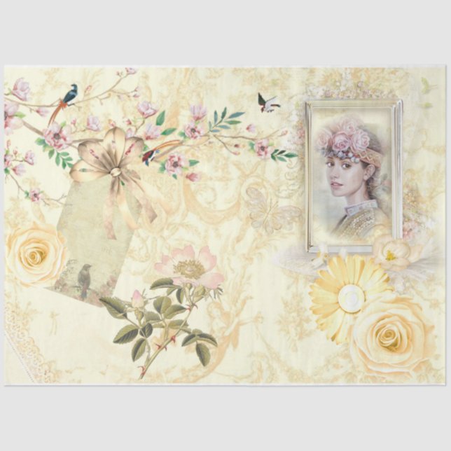 Papel De Seda Diseño de la serie Shabby Chic Cream 5 (Anverso)